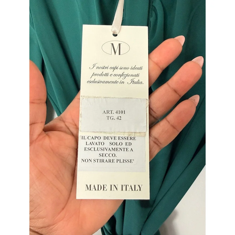 Milva Mi Shirt Dress Green Pleated Long Sleeve Belter Classy Maxi Modest Medium‎
